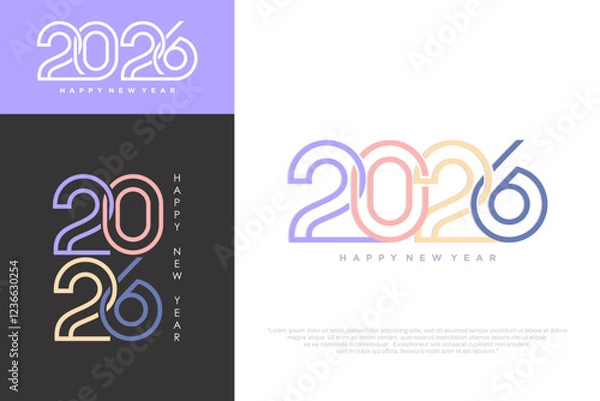 Fototapeta Happy new year 2026 design,2026 logo text design. new year celebration concept . Vector illustration