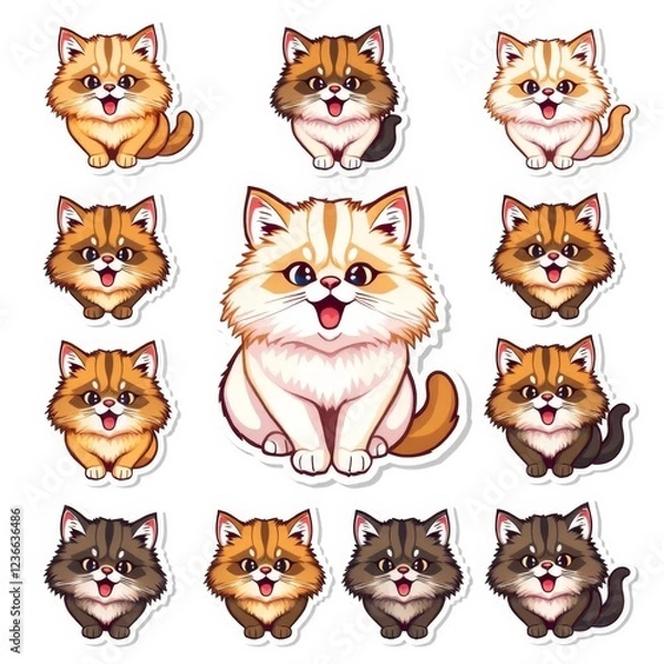 Fototapeta Anggora cat in various dynamic poses and emotive expressions