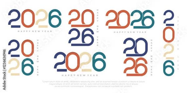 Fototapeta Happy new year 2026 design,2026 logo text design. new year celebration concept . Vector illustration