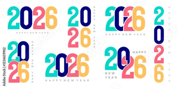 Fototapeta Happy new year 2026 design,2026 logo text design. new year celebration concept . Vector illustration