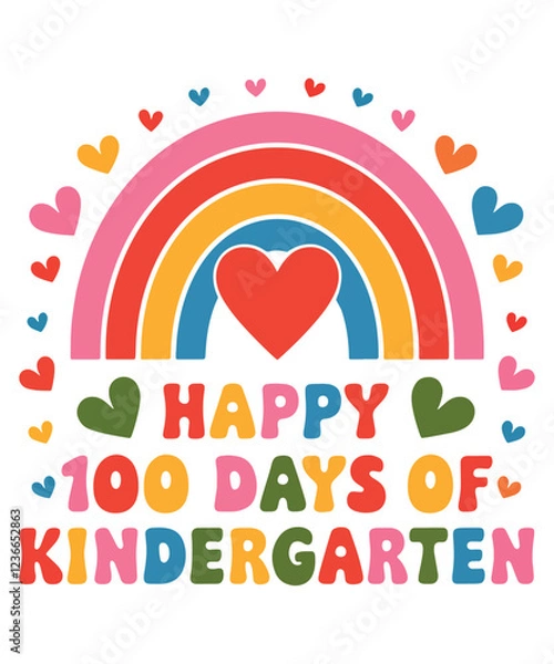 Obraz Happy 100 days of kindergarten graphic design