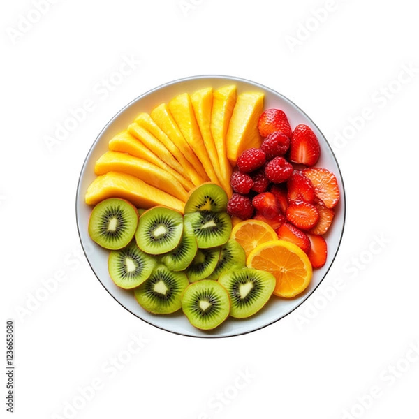 Fototapeta A mixed fruits plate isolated on transparent background 