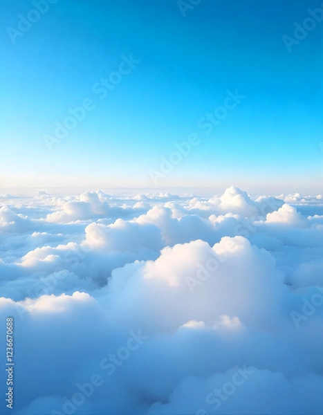 Obraz White cumulus clouds formation in blue sky