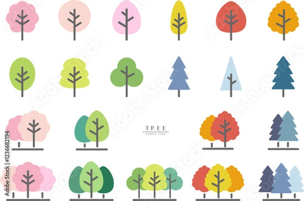 Obraz 四季の木のアイコン　イラスト素材セット / vector eps