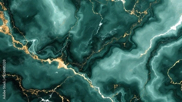 Obraz Close-up of a green marble surface showcasing the intricate patterns and textures of jade stone
