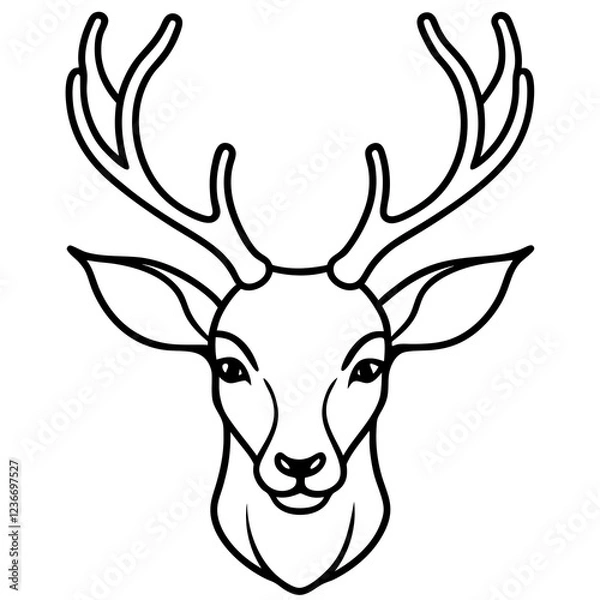 Fototapeta Abstract Deer Head in Single Line Vector Style