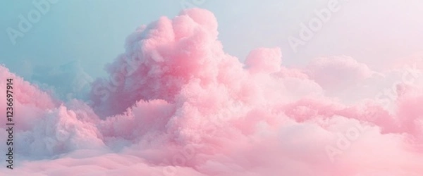 Fototapeta Dreamy Pastel Pink Cloudscape Soft and Fluffy Clouds in a Serene Sky