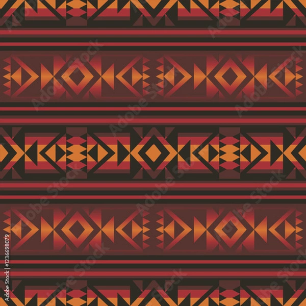 Fototapeta Native American geometric stripes pattern. Vector aztec southwestern geometric stripes seamless pattern. Aztec southwestern pattern use for fabric, textile, home decoration elements, upholstery, etc.