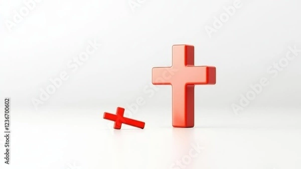 Obraz Red Crosses on a White Surface with Soft Shadows
