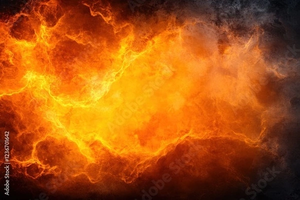 Fototapeta Fiery Abstract Background with Intense Orange and Yellow Flames