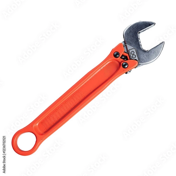 Fototapeta Adjustable Wrench with Orange Handle on Transparent Background