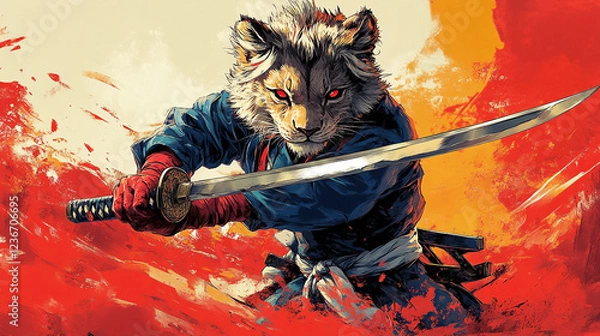 Obraz lion witch with a broom sword