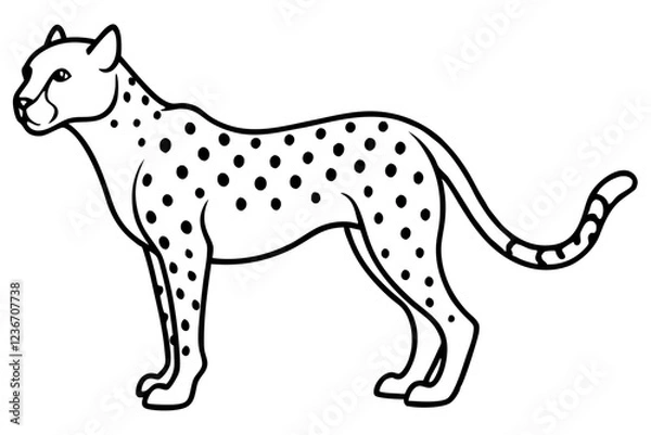 Fototapeta Cheetah in Motion Simple Line Art Vector
