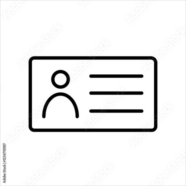 Fototapeta Id card outline icon, simple line art
