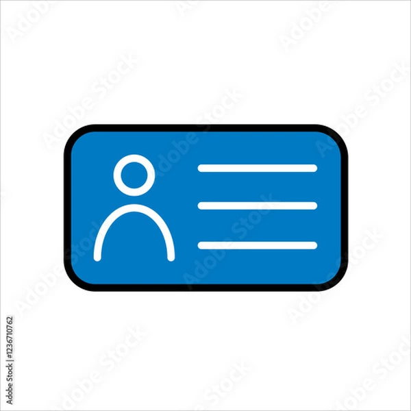 Fototapeta Id card outline icon, simple line art with blue