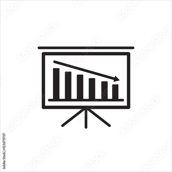 Fototapeta Vector arrow graph down icon, Risk line flat vector icon. Money loss
