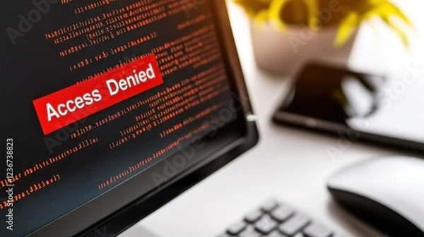 Obraz Access Denied Notification on Computer Screen with Code Elements