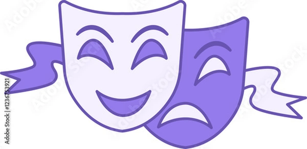 Fototapeta Theater Masks Color Icon. Vector Icon. Eye Cutouts. Smiling and Crying Mask. Brazilian Carnival Concept