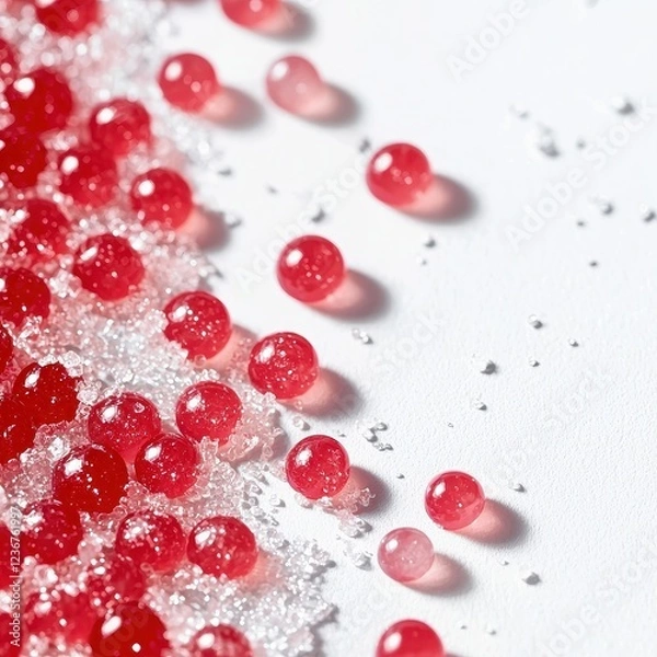 Obraz Close-Up of Jelly Drops with Sugar Crystals on White Surface