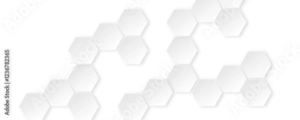 Fototapeta Abstract white hexagon concept design background. Seamless bright white honeycomb banner design. 