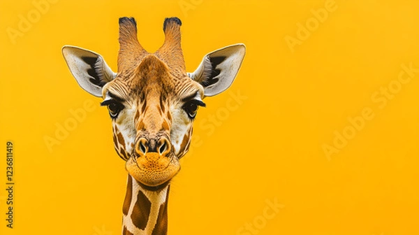 Fototapeta Giraffe wearing a stylish scarf standing confidently with an elegant and charismatic presence exuding sophistication and warmth ultra-detailed high-quality studio portrait