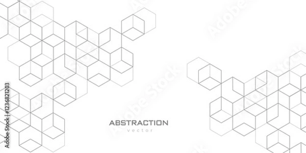 Fototapeta Technological white background. Abstract background of hexagons. Futuristic digital hi-technology banner. Vector illustration.