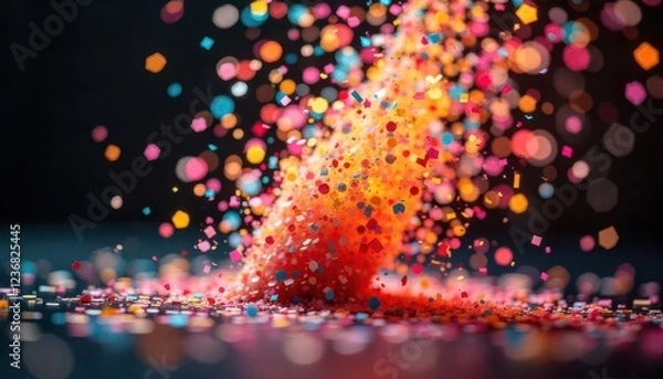 Obraz Colorful glitter explosion abstract setting photography dynamic environment close-up view creative concept