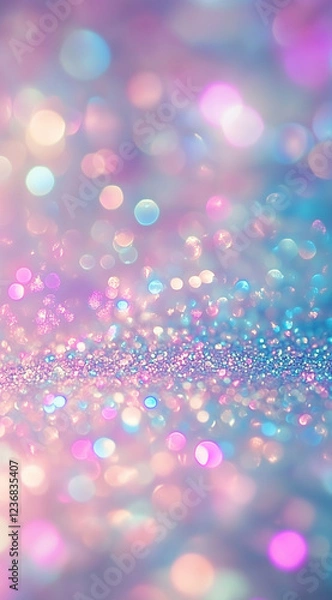 Obraz An iridescent background with pastel colors, featuring pink and blue iridescence, perfect for a phone wallpaper.