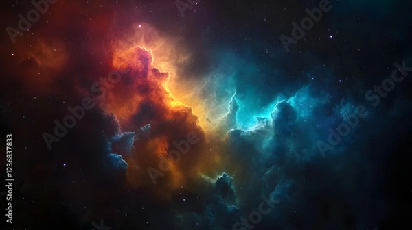 Fototapeta Mesmerizing Cosmic Swirls of Colorful Nebula in the Vast Universe  Stunning abstract space background with glowing energy explosion and dynamic celestial elements