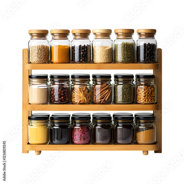 Fototapeta Customizable Spice Racks with Adjustable Tiers Isolated on Transparent Background