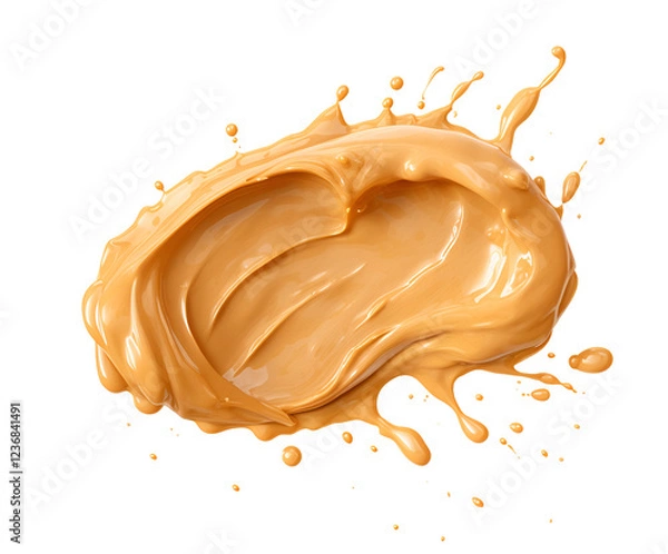 Fototapeta splash peanut butter with peanut seeds isolated on transparent background cutout