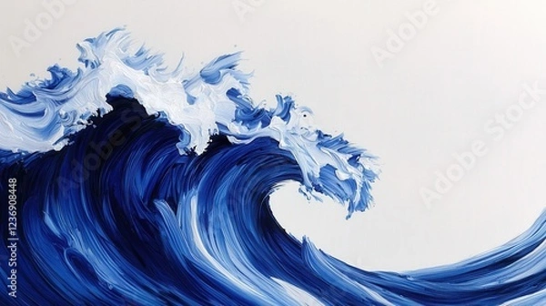 Fototapeta Dynamic waves crashing in bold ink strokes abstract chinese brush art art studio contemporary environment artistic perspective