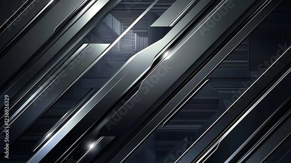 Fototapeta Sleek silver and gray abstract vector background, ideal for luxury and technology themes