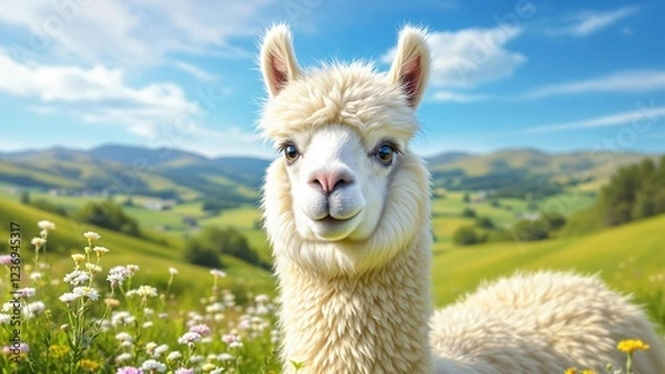 Obraz alpaca in the mountains