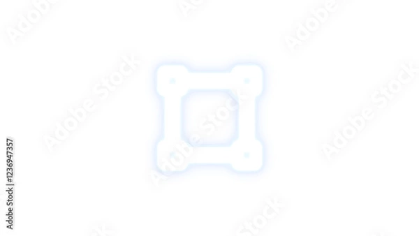 Fototapeta Vector square icon white color glowing neon on black background