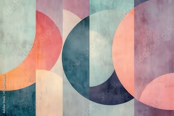Fototapeta Abstract art composition featuring circular shapes modern gallery artwork indoor space close-up visual harmony