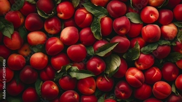 Fototapeta Fresh peaches are ready to be picked.