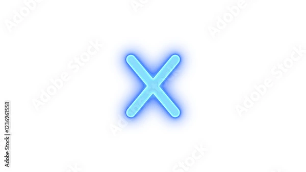 Obraz X icon blue color glowing neon on transparent background