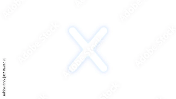 Obraz X icon white color glowing neon on transparent background