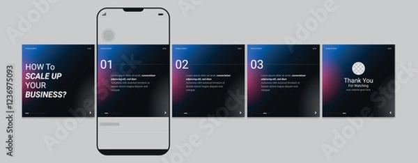 Fototapeta Business carousel post template for advertising, Set of carousel post for Instagram and LinkedIn, Editable social media carousel layout, template eps 10.