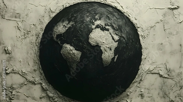 Obraz Dark Earth globe, textured background, environmental concept, website banner