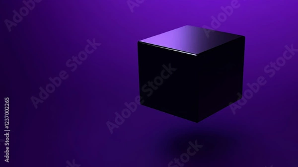 Fototapeta Black cube abstract texture with violet low key lighting background 3d illustration render