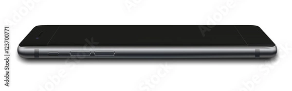 Obraz Smart phone with black screen isolated on white background.