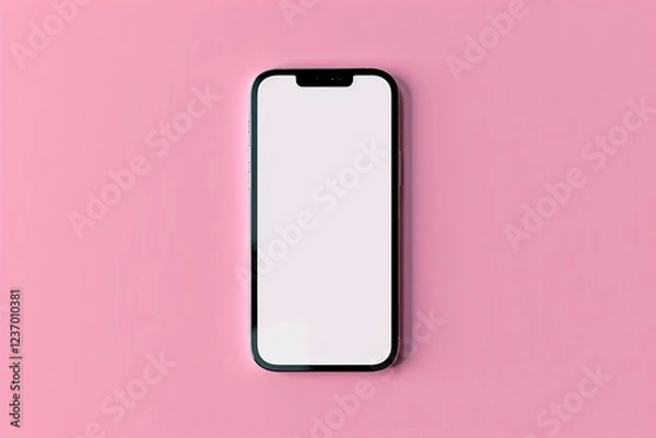 Obraz  Smartphone with blank screen isolated on pink background
