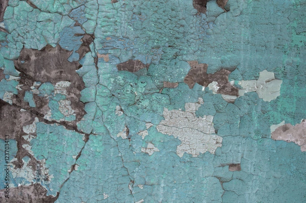 Fototapeta Peeling paint on wall seamless texture. Pattern of rustic grunge material