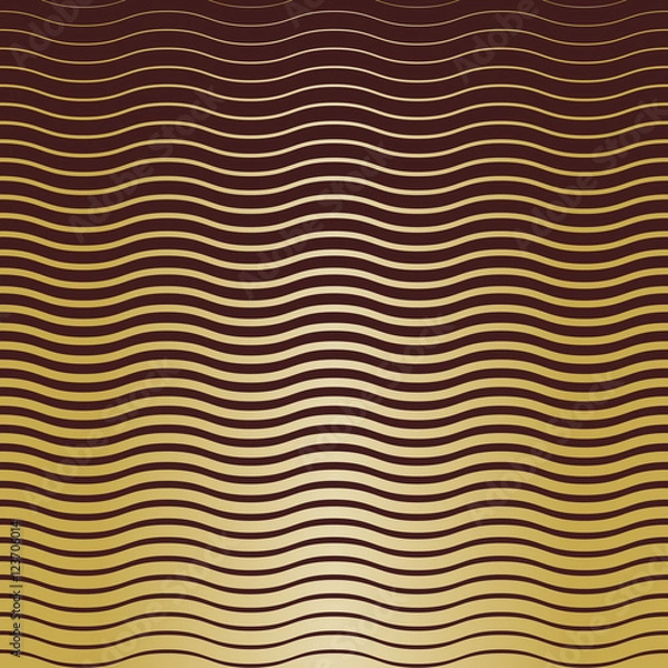 Fototapeta Geometric modern vector pattern. Fine ornament with brown and golden waves