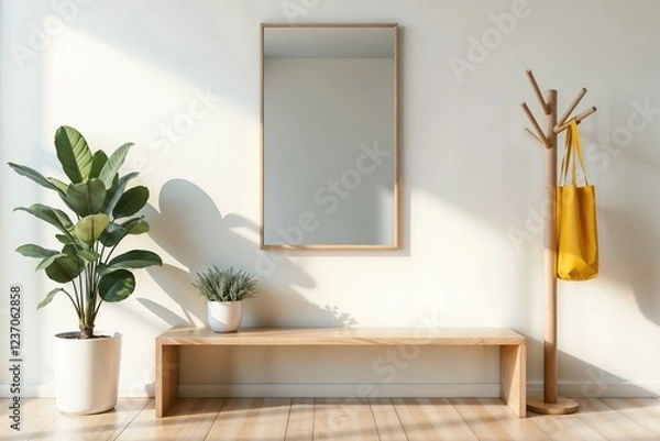 Obraz Modern Minimalist Hallway with Natural Light and Scandinavian Design