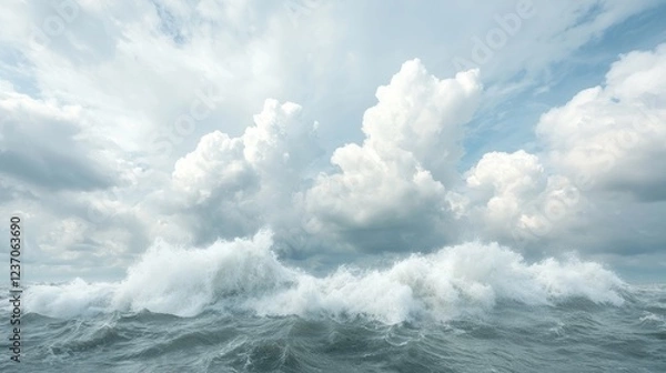 Fototapeta Ocean waves crashing under stormy sky
