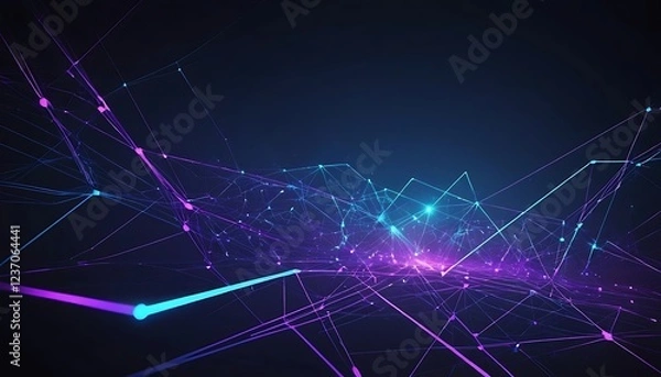 Fototapeta Abstract Network: Glowing Purple and Blue Linescape