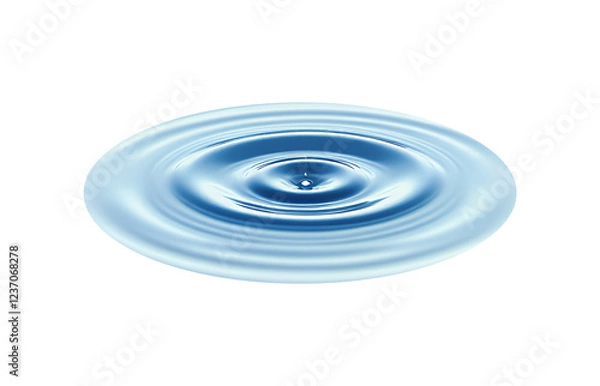 Obraz The scene is a single, focused view of a drop of water impacting a surface, creating concentric ripples, Isolated on Transparent and White Background